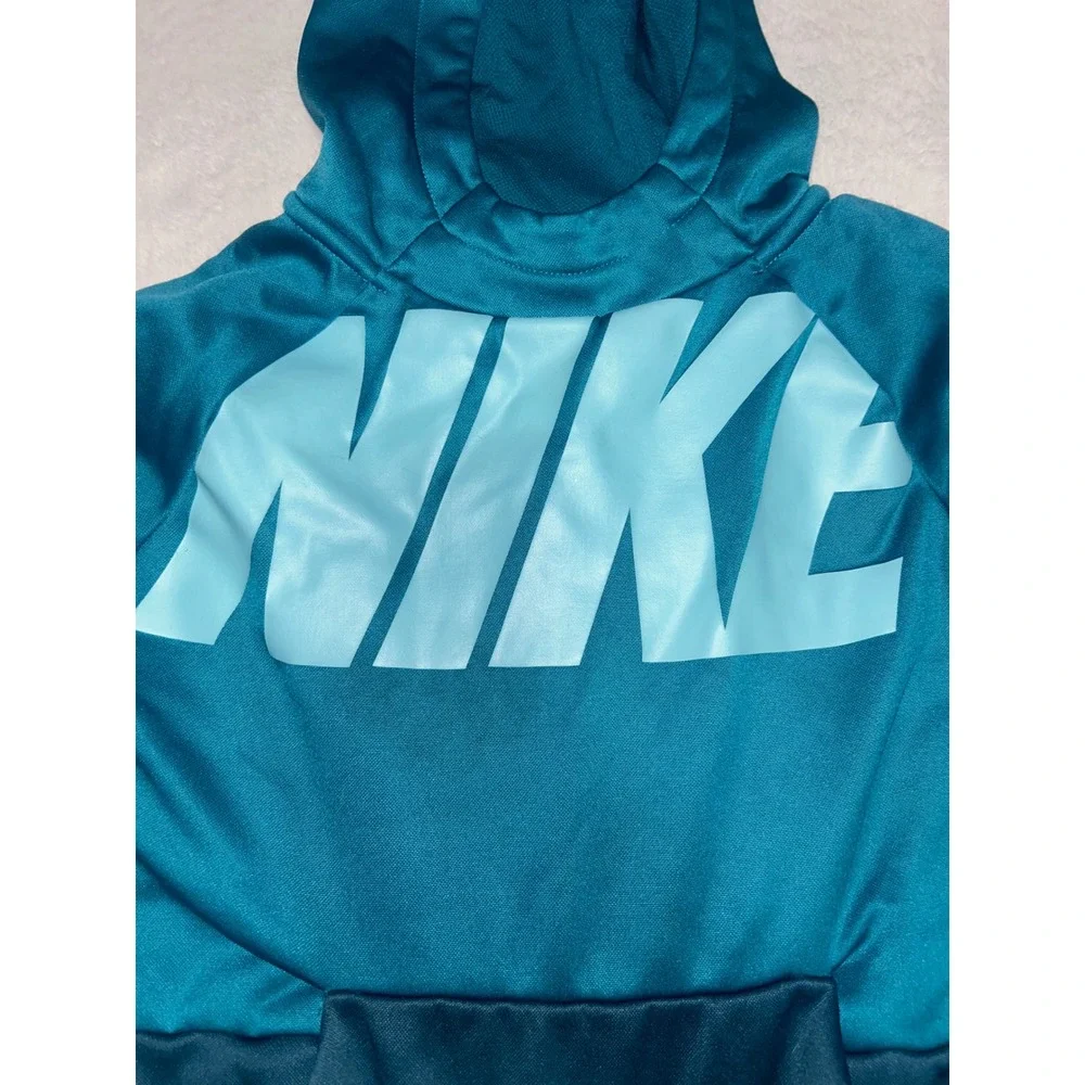 Nike Dri-FIT Boys Teal Blue Pullover Hoodie Sweatshirt Size Small S Logo